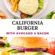 California Burger Pinterest graphic with text and photos.
