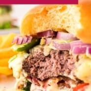 California Burger Pinterest graphic with text and photos.