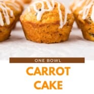 Carrot Cake Muffins Pinterest graphic with text and photos.