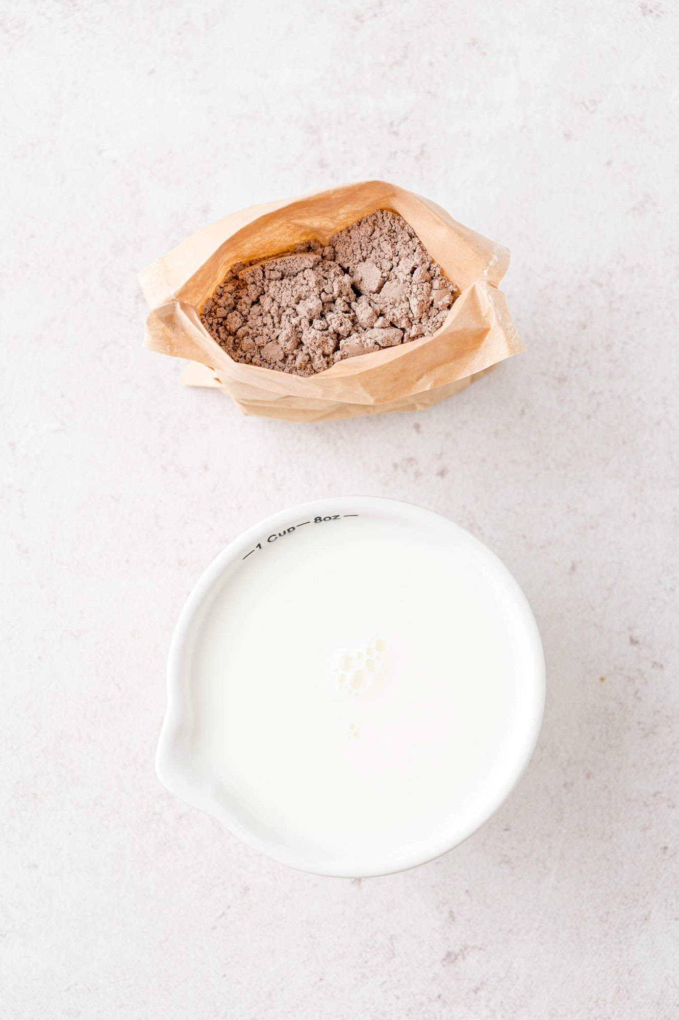 Pudding mix and milk.