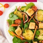 House Salad Pinterest graphic with text and photos.