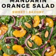 Mandarin Orange Salad Pinterest graphic with text and photos.