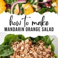 Mandarin Orange Salad Pinterest graphic with text and photos.