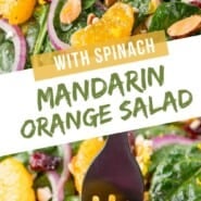 Mandarin Orange Salad Pinterest graphic with text and photos.