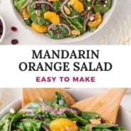 Mandarin Orange Salad Pinterest graphic with text and photos.