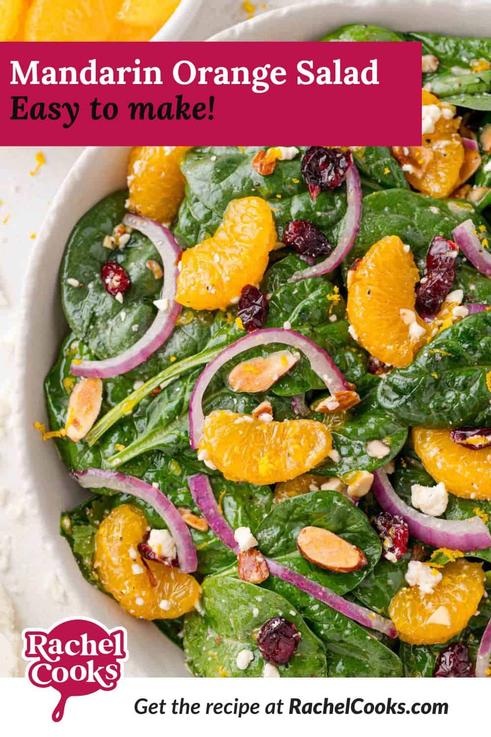 Mandarin Orange Salad Pinterest graphic with text and photos.