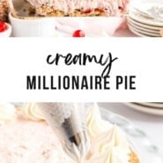 Millionaire Pie Pinterest graphic with text and photos.