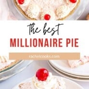 Millionaire Pie Pinterest graphic with text and photos.