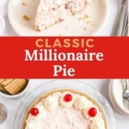 Millionaire Pie Pinterest graphic with text and photos.