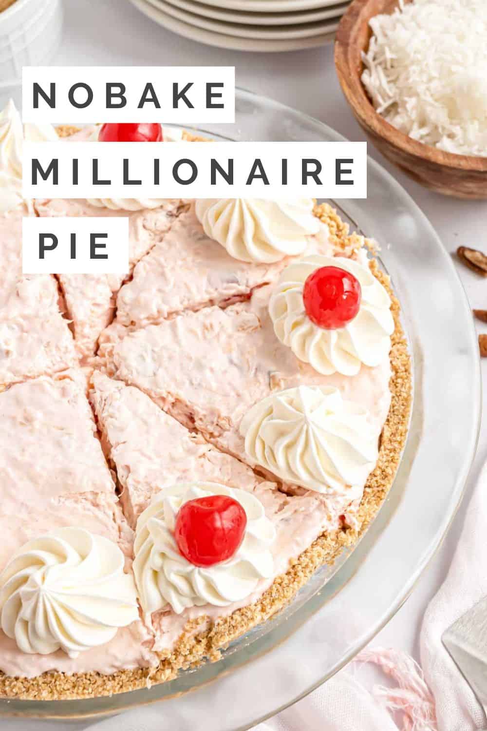Millionaire Pie Pinterest graphic with text and photos.