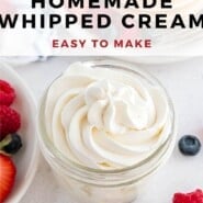 Whipped Cream Pinterest graphic with text and photos.