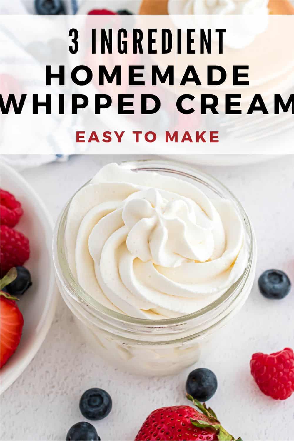 Whipped Cream Pinterest graphic with text and photos.