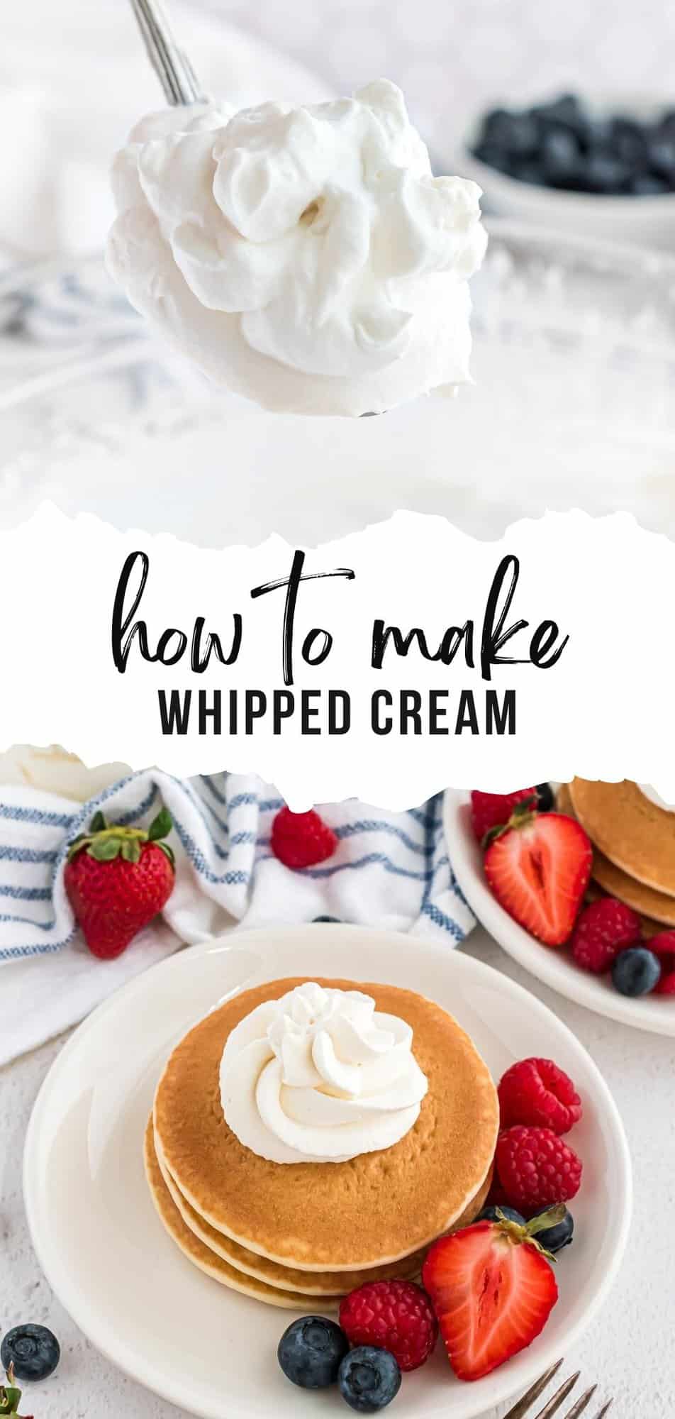 Whipped Cream Pinterest graphic with text and photos.