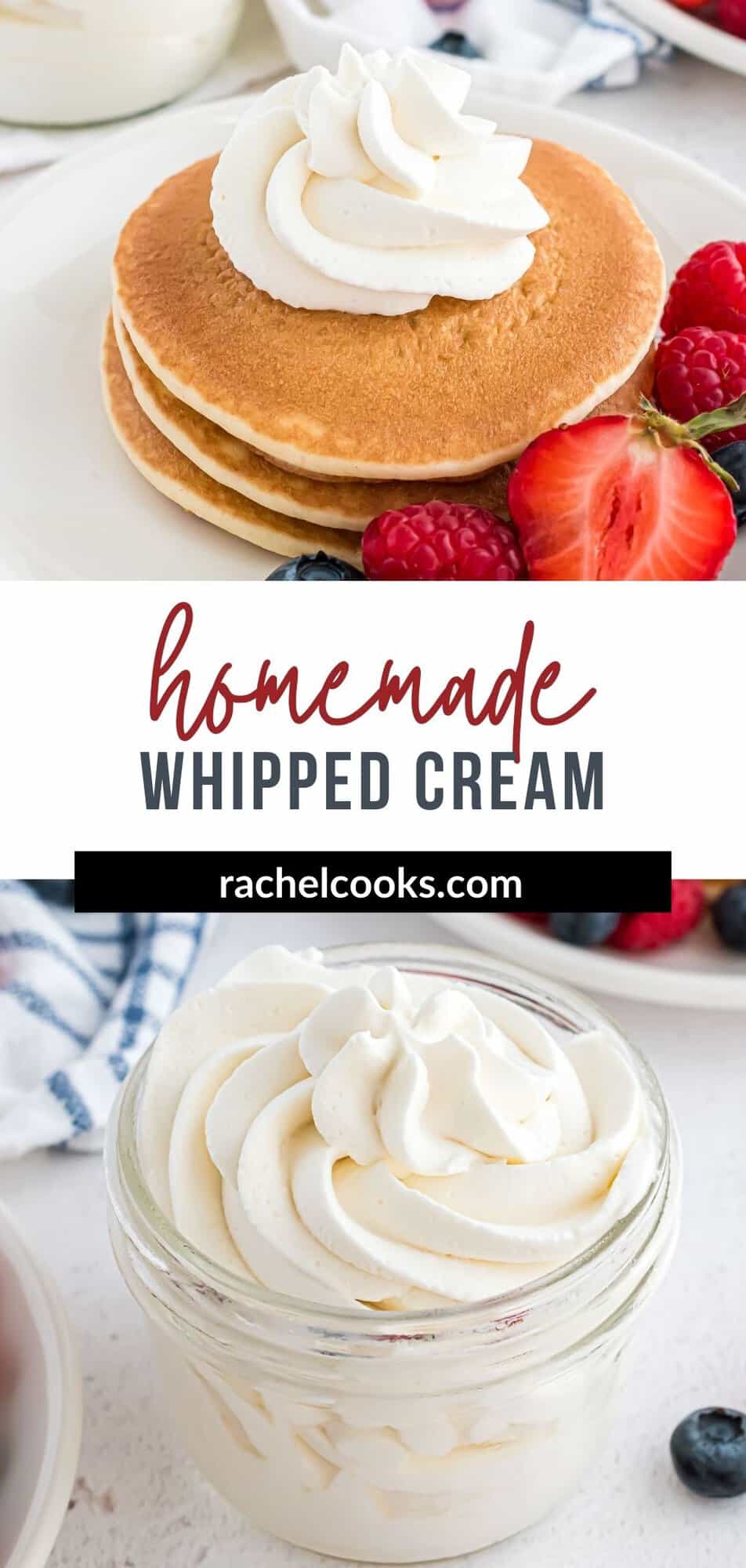 Whipped Cream Pinterest graphic with text and photos.