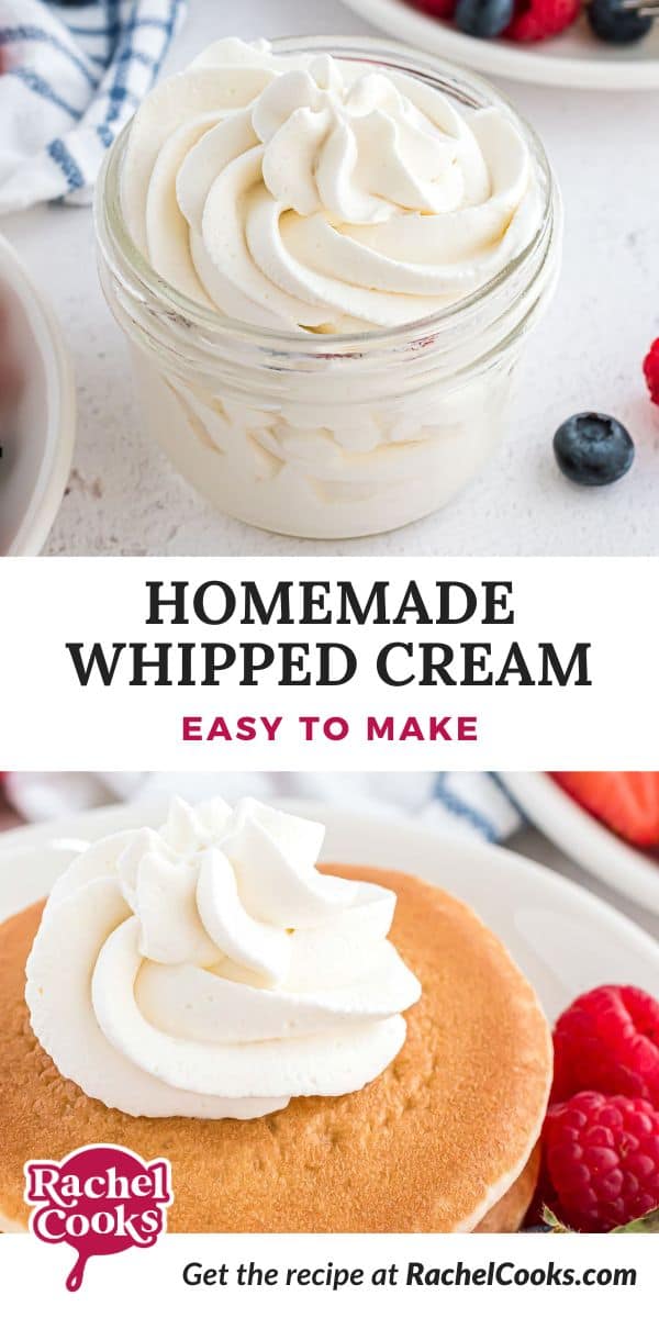 Whipped Cream Pinterest graphic with text and photos.