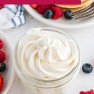 Whipped Cream Pinterest graphic with text and photos.