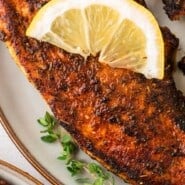Blackened Chicken Pinterest graphic with text and photos.