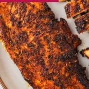 Blackened Chicken Pinterest graphic with text and photos.