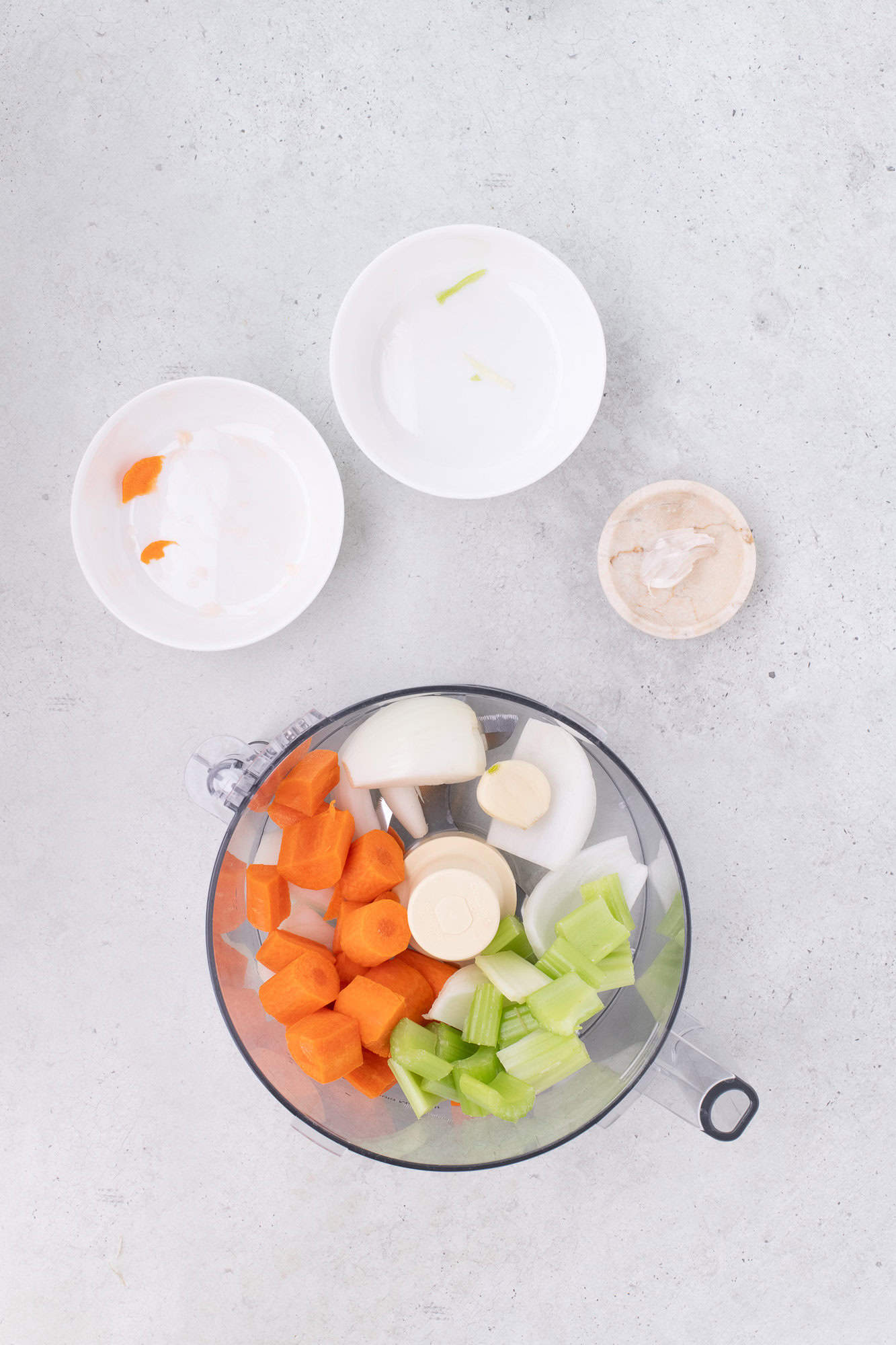 Vegetables before combining in food processor.
