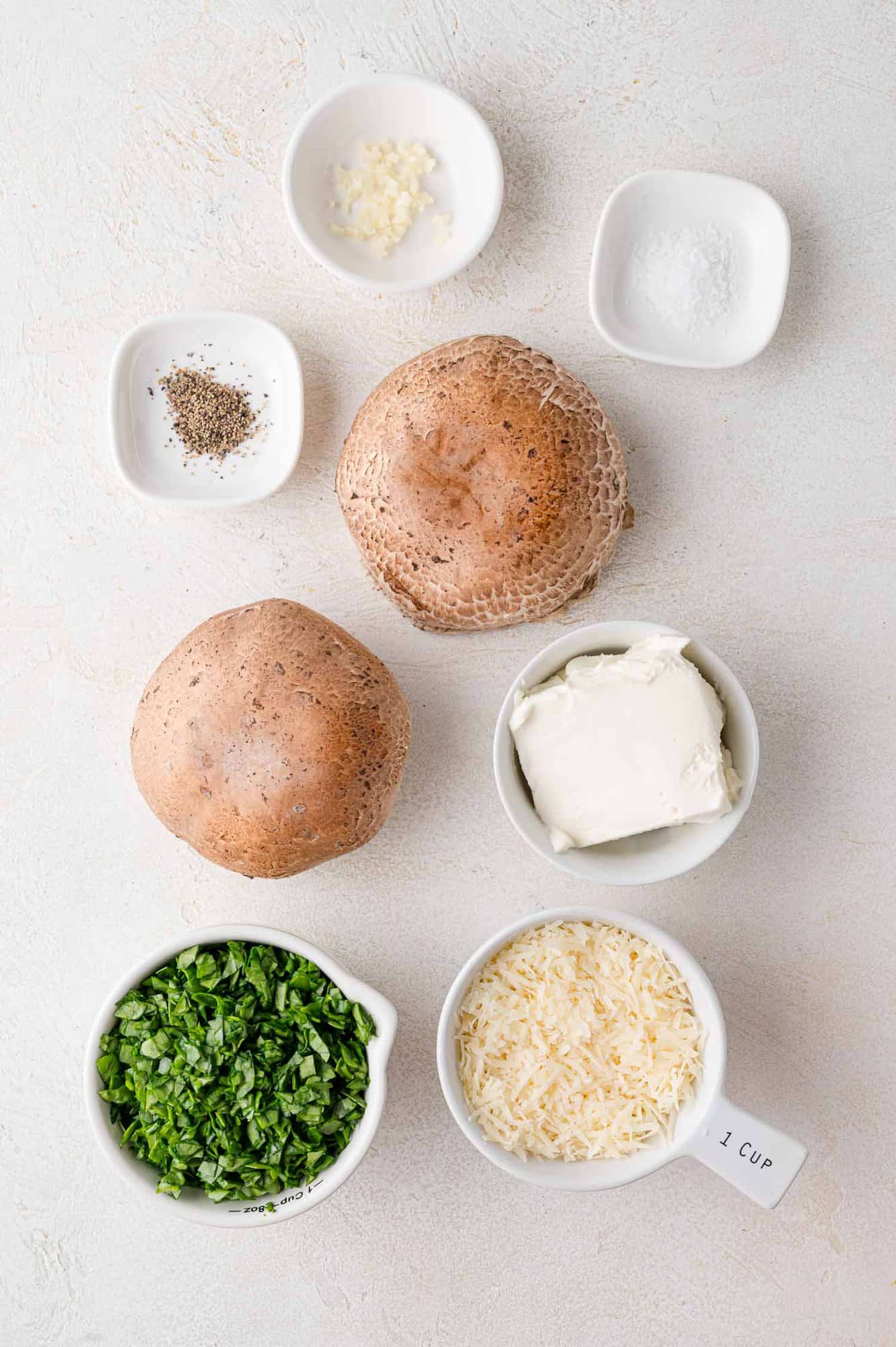 Ingredients needed for mushrooms with filling.