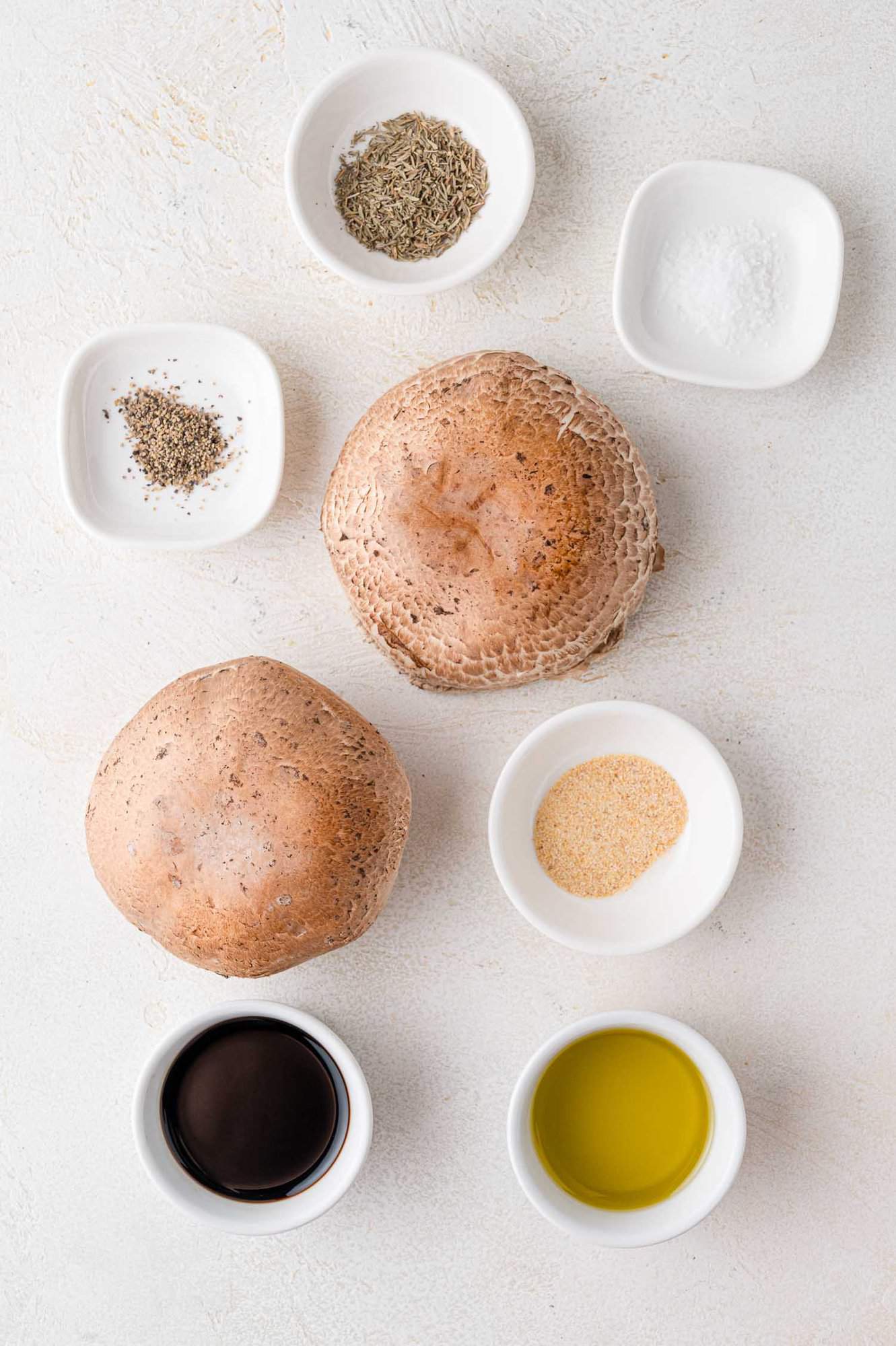Ingredients needed for mushrooms without filling.