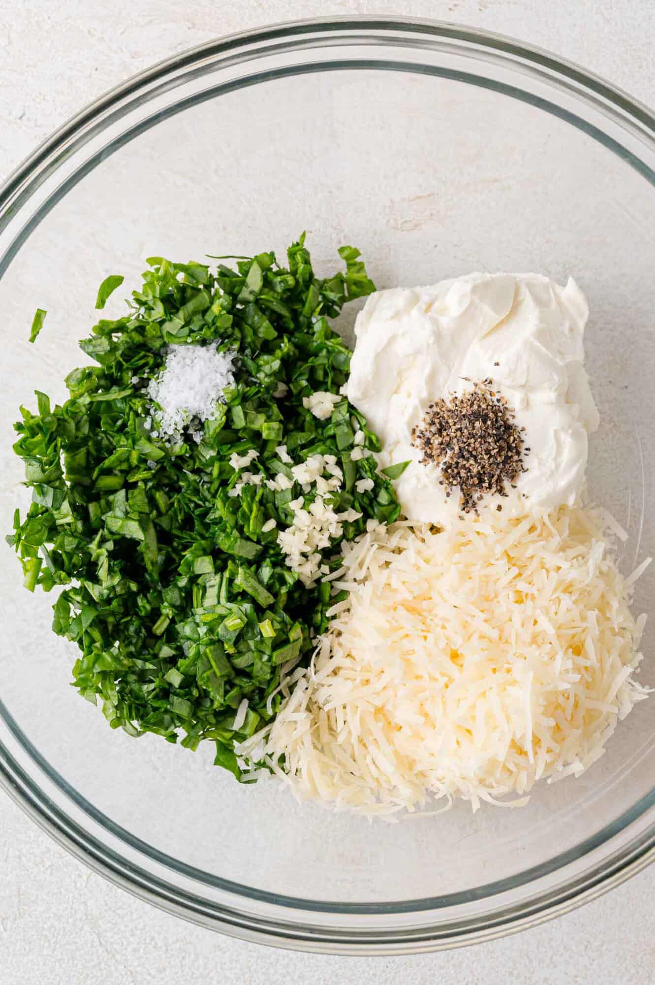 Ingredients needed for stuffed portobello mushrooms.
