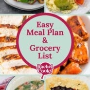 Meal plan 85 preview graphic with text and photos of recipes included.