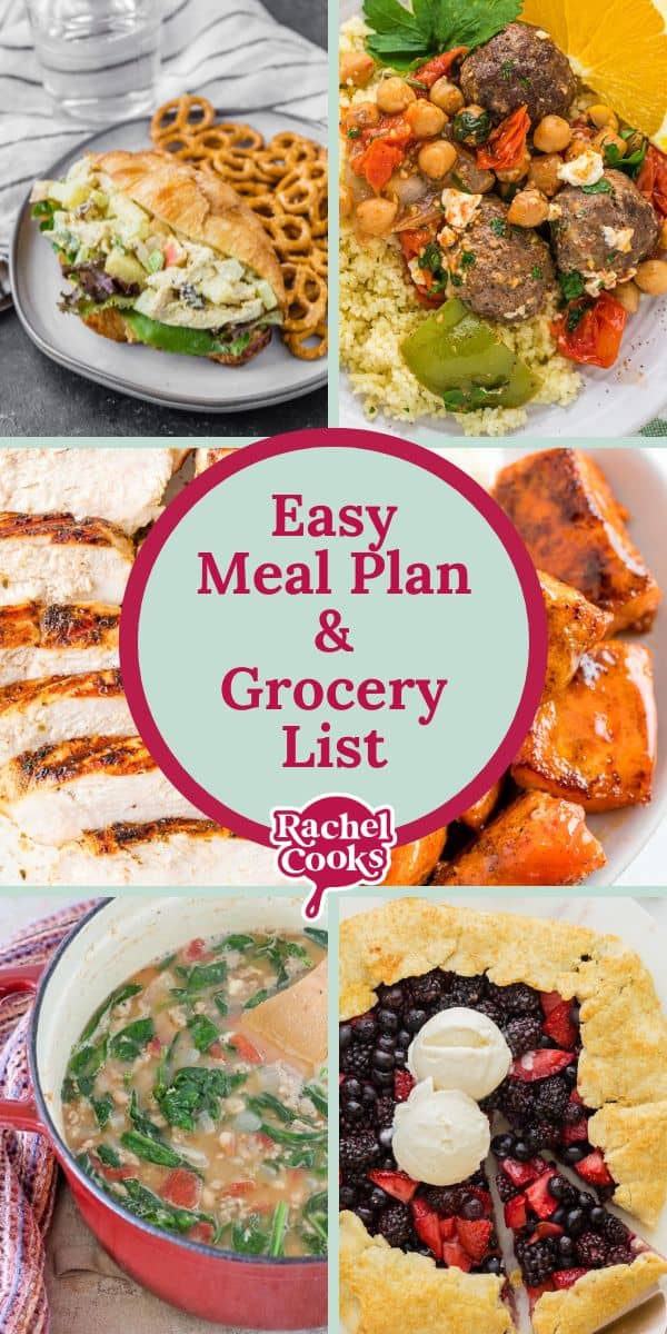 Meal plan 85 preview graphic with text and photos of recipes included.