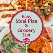 Meal plan 85 preview graphic with text and photos of recipes included.