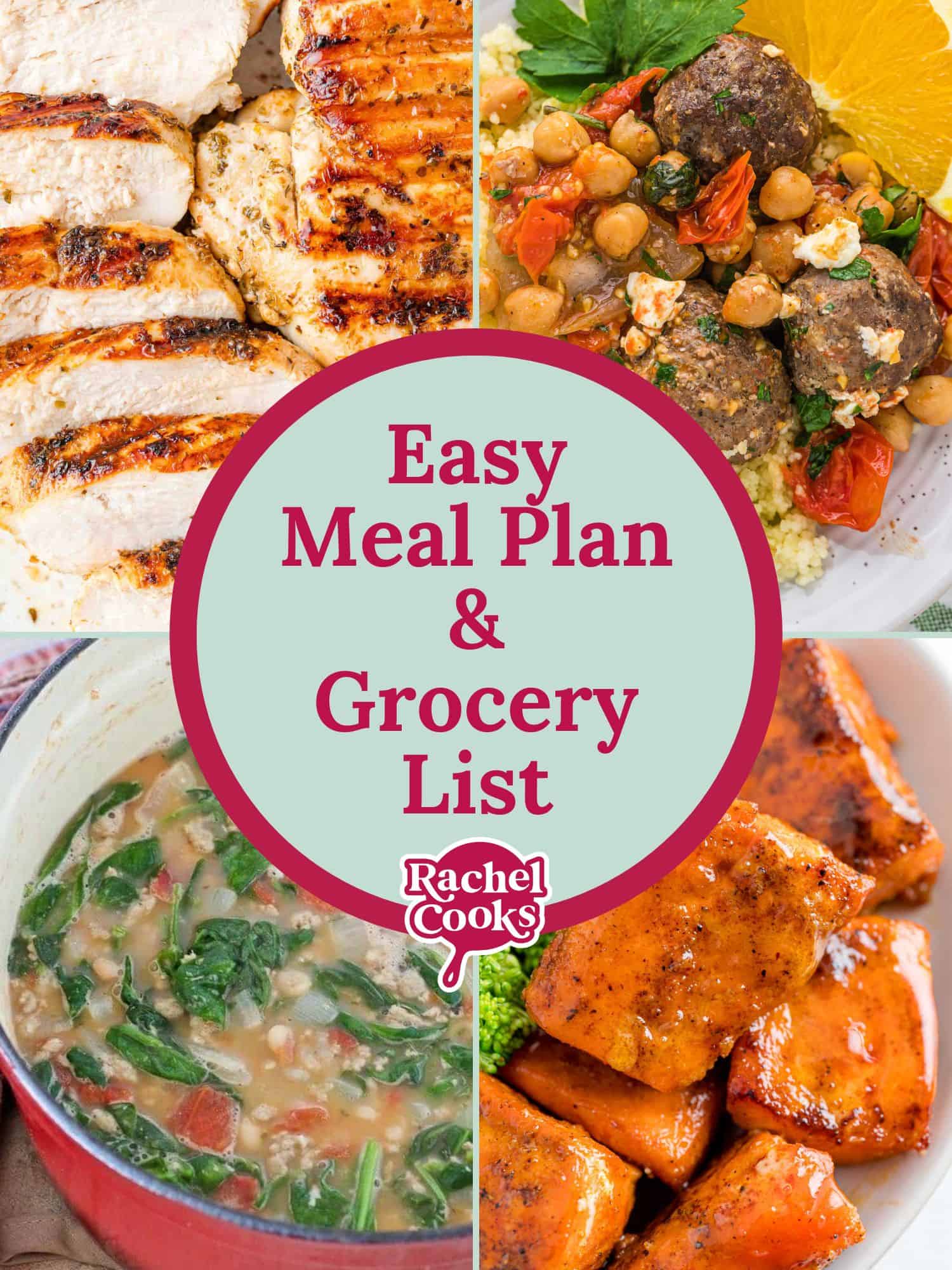 Meal plan 85 preview graphic with text and photos of recipes included.