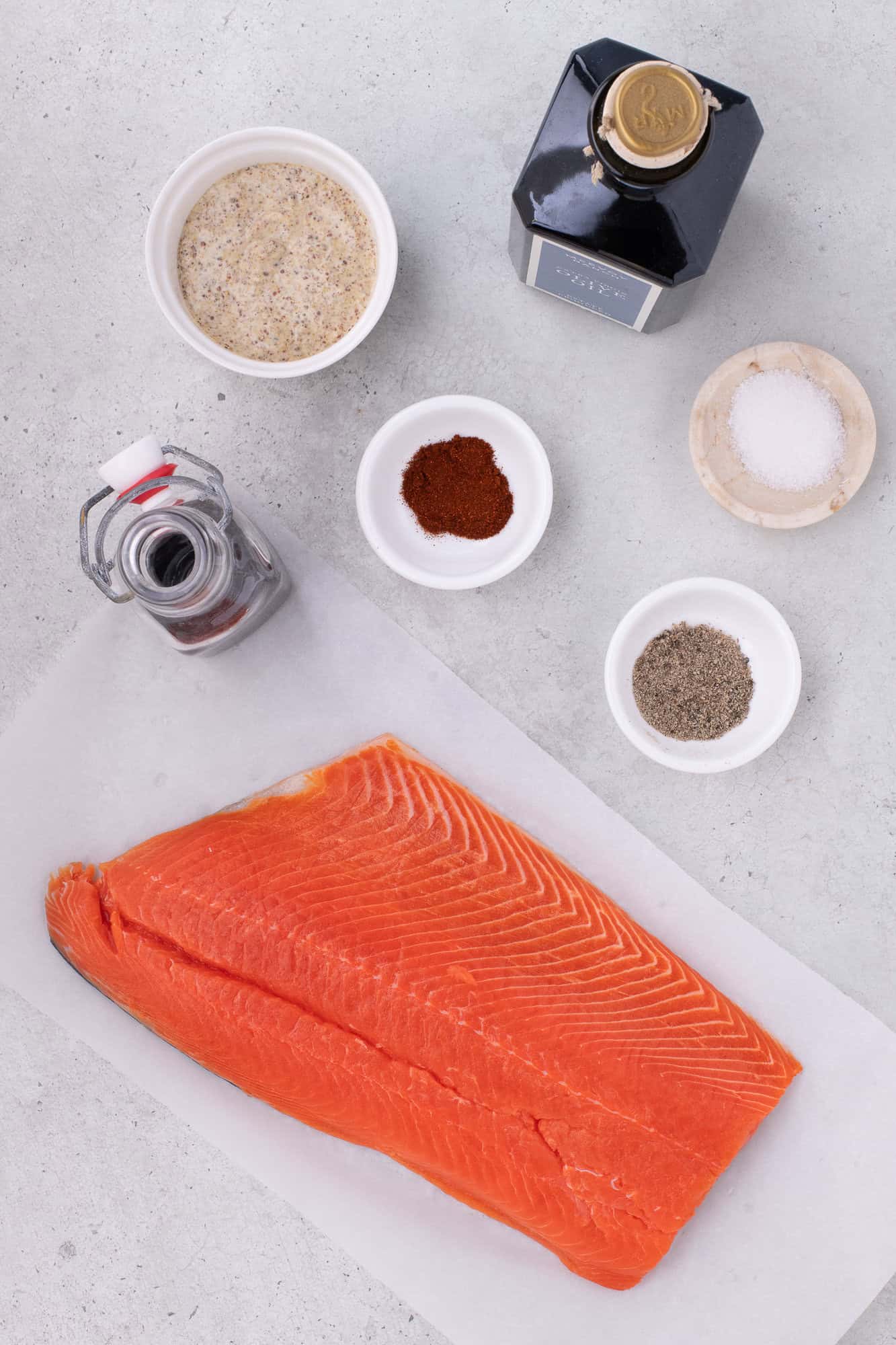 Overhead view of ingredients needed for recipe.