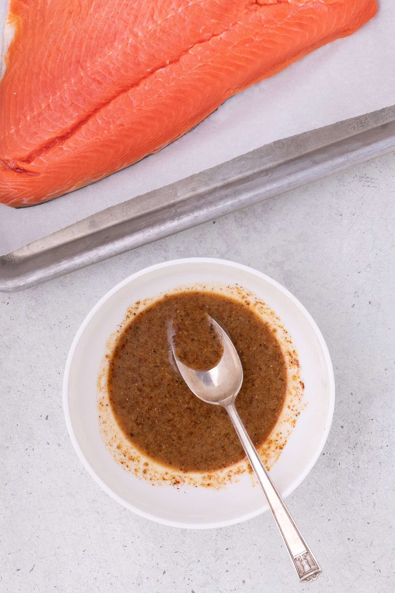 Glaze mixed together in a small white bowl.