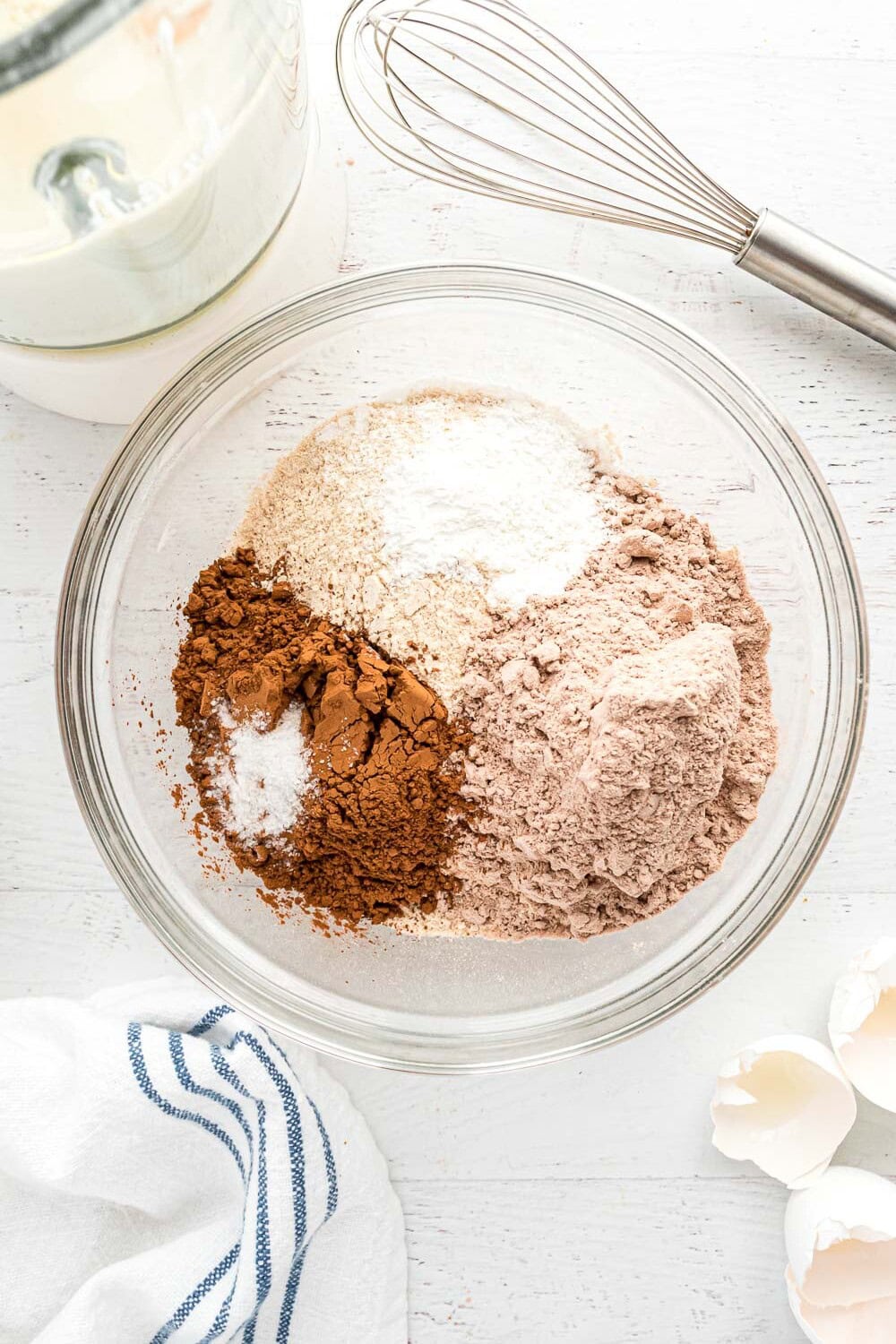 Dry ingredients added to wet ingredients.