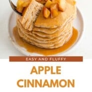 Apple Pancakes Pinterest graphic with text and photos.