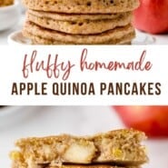 Apple Quinoa Pancakes Pinterest graphic with text and photos.