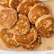 Apple Quinoa Pancakes Pinterest graphic with text and photos.