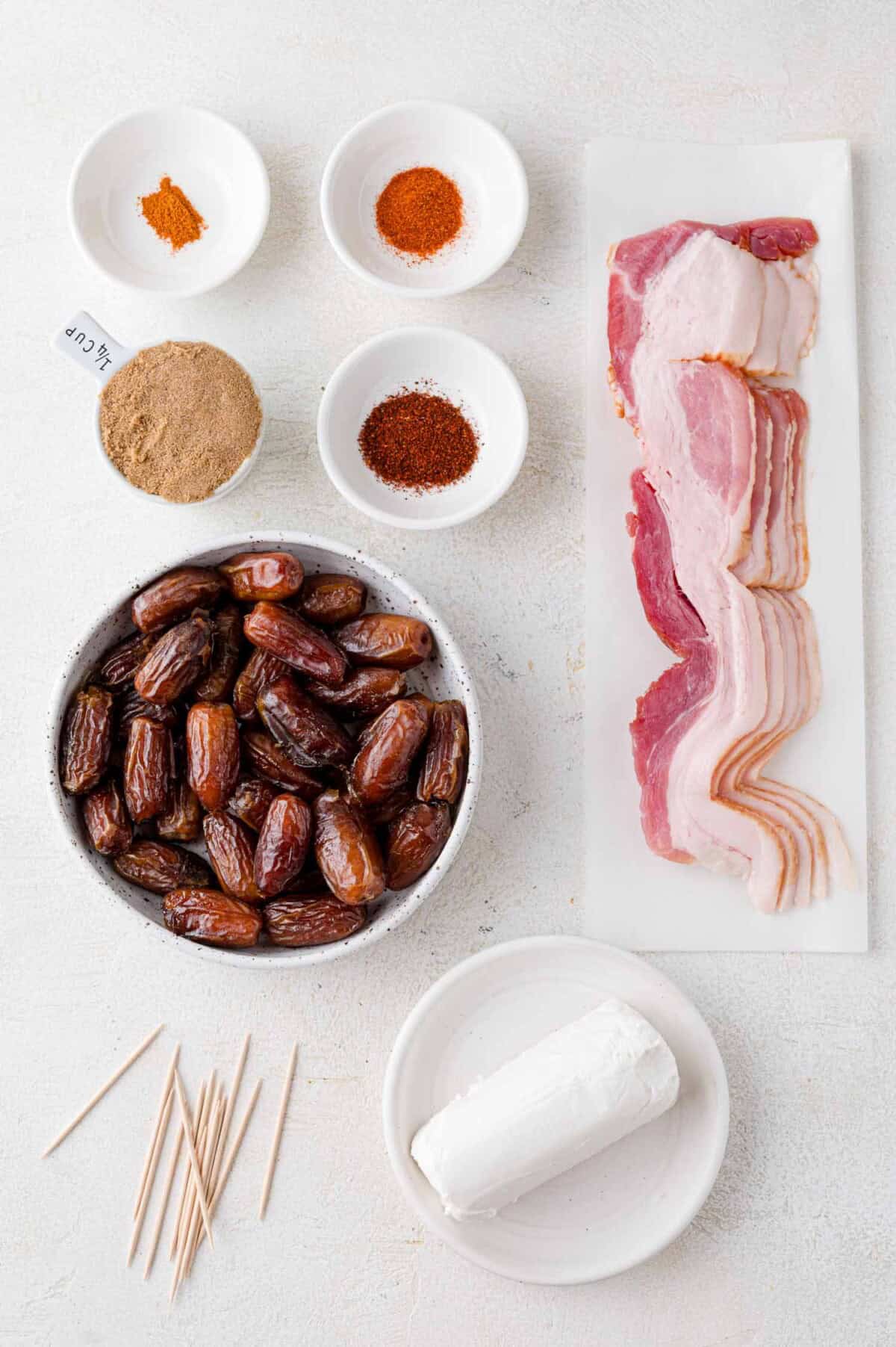 Overhead view of ingredients needed for recipe.