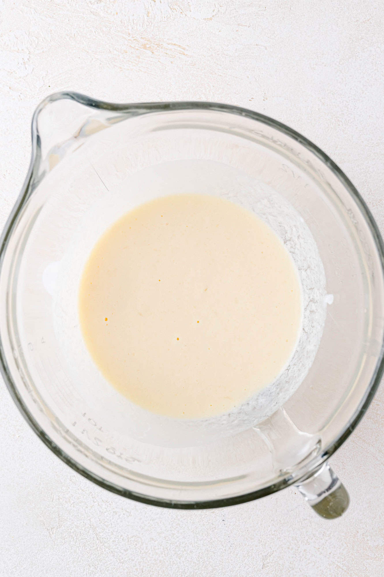 Wet ingredients in mixing bowl, after mixing.