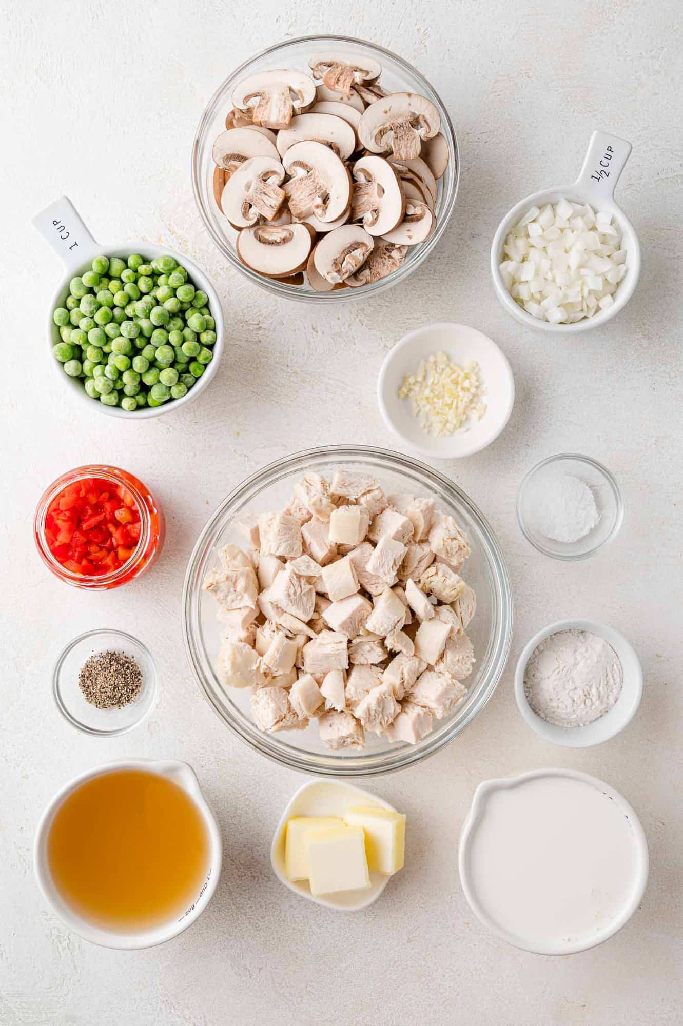 Overhead view of ingredients needed for recipe.