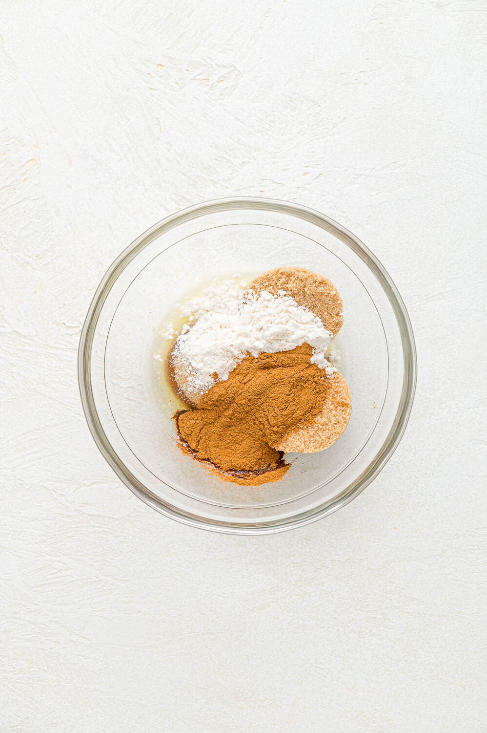 Ingredients for cinnamon roll filling, not yet mixed together.