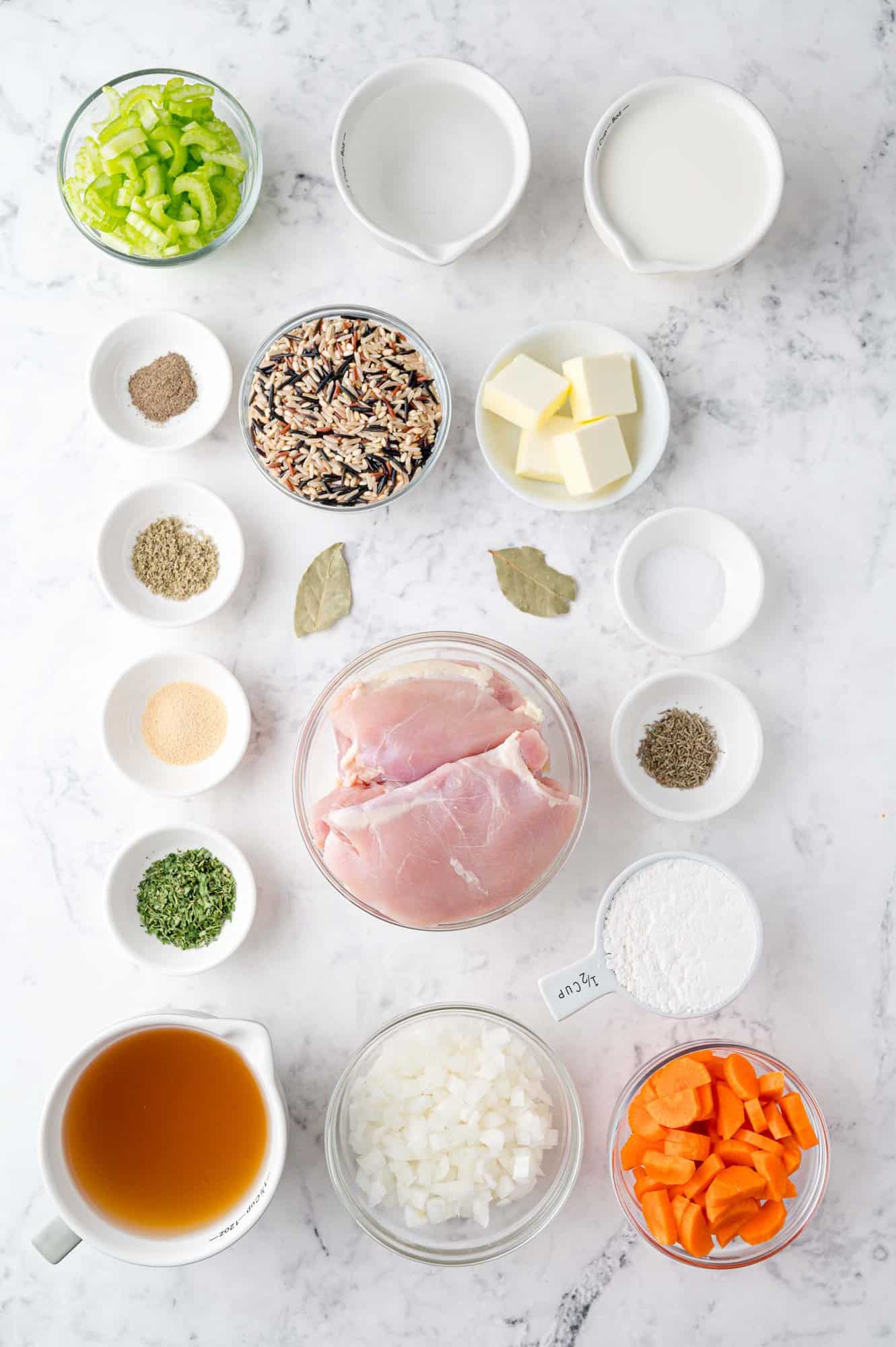 Overhead view of ingredients needed for the recipe.