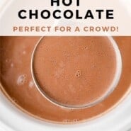 Crockpot Hot Chocolate Pinterest graphic with text and photos.