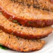 Crockpot Meatloaf Pinterest graphic with text and photos.