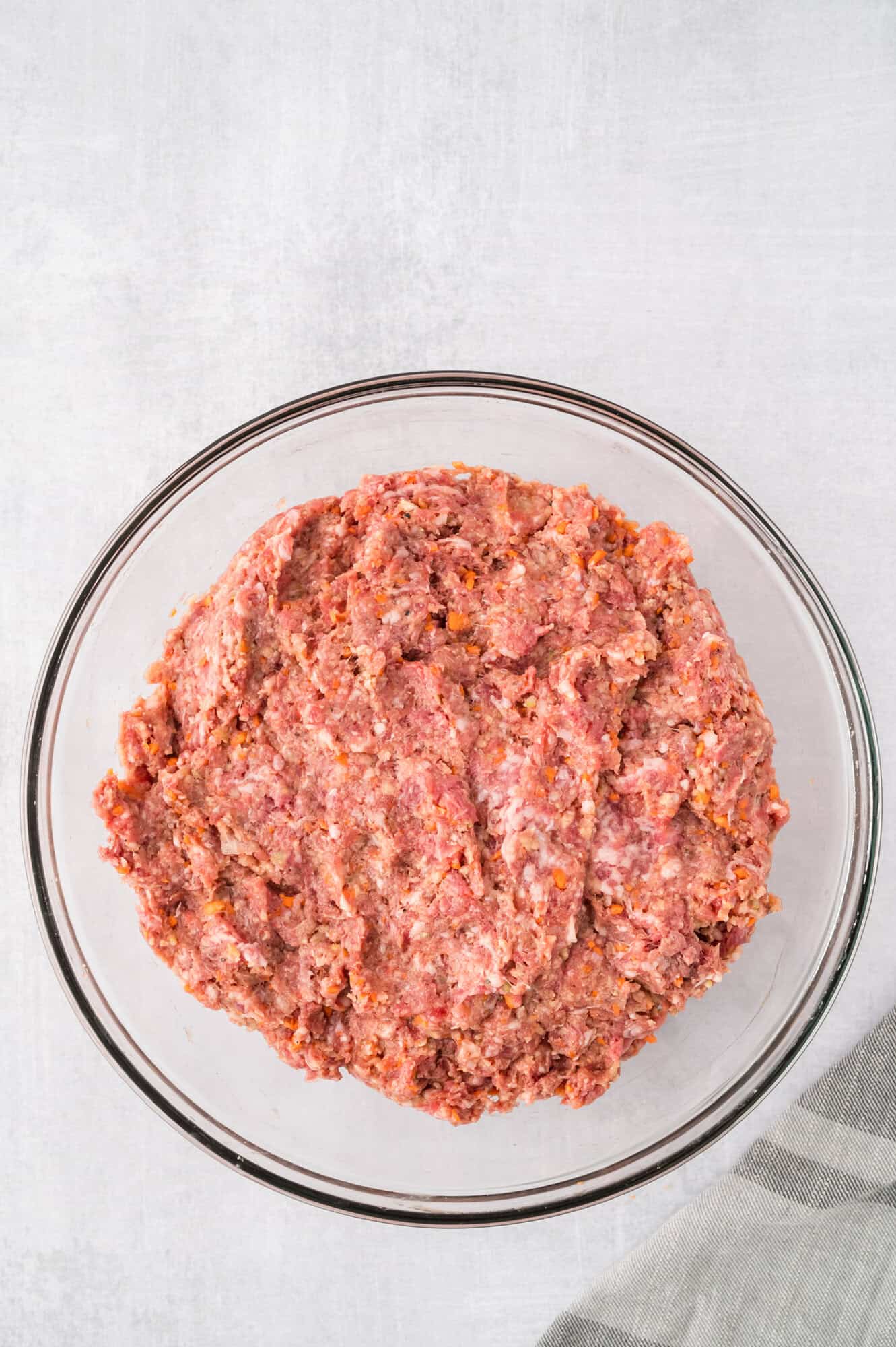 Meatloaf mixture mixed together but not yet formed.