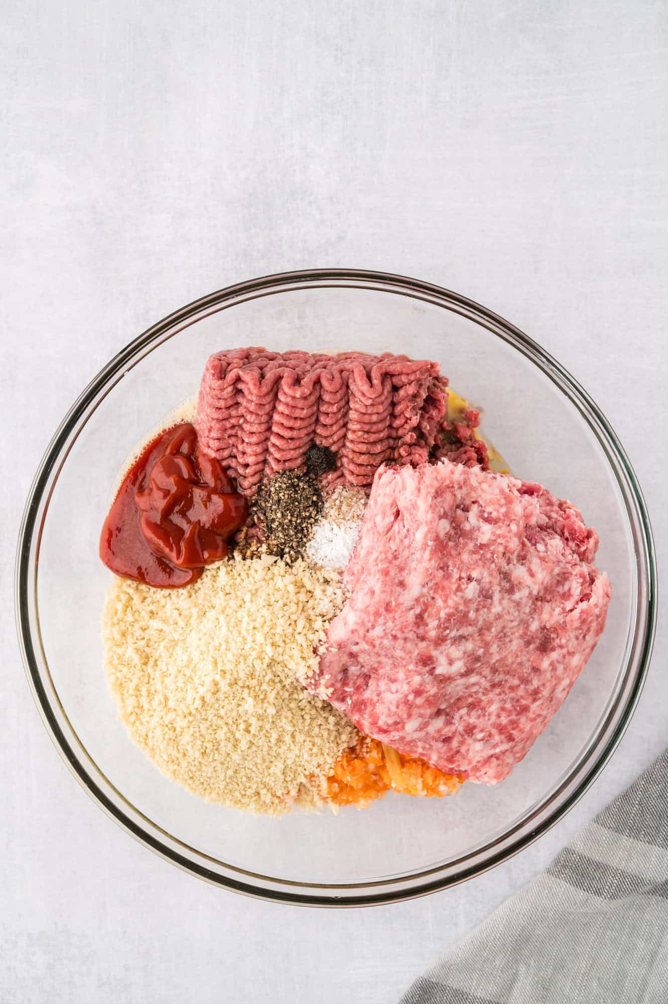 Meatloaf ingredients, not yet mixed.