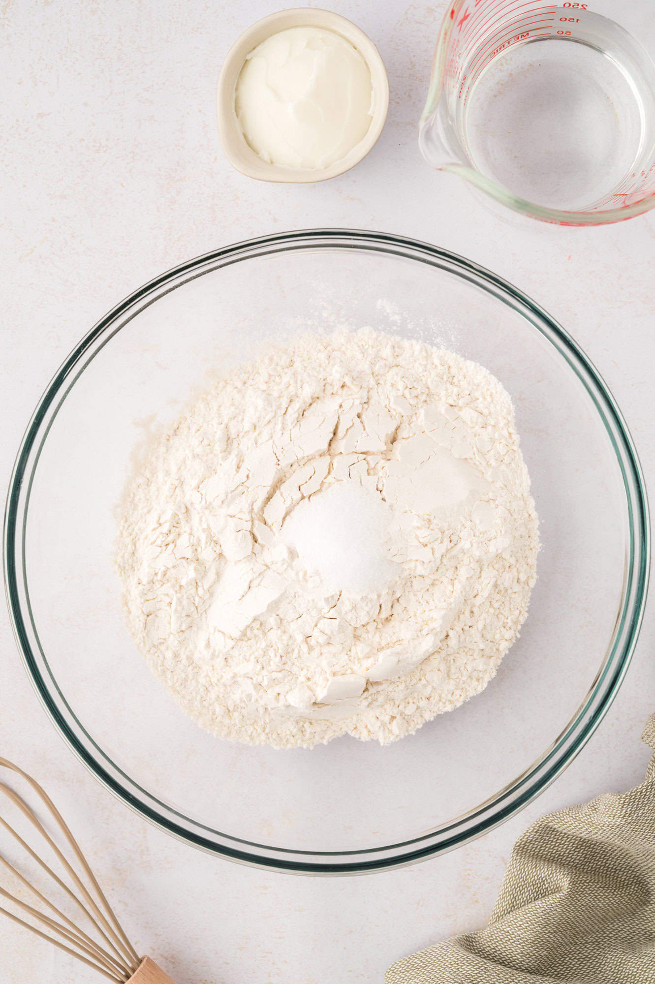 Dry ingredients, not yet mixed together.