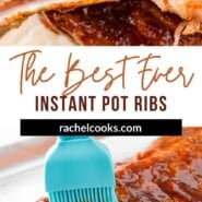 Instant Pot Ribs Pinterest graphic with text and photos.