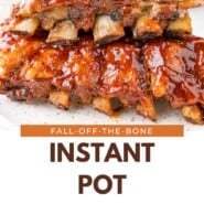 Instant Pot Ribs Pinterest graphic with text and photos.