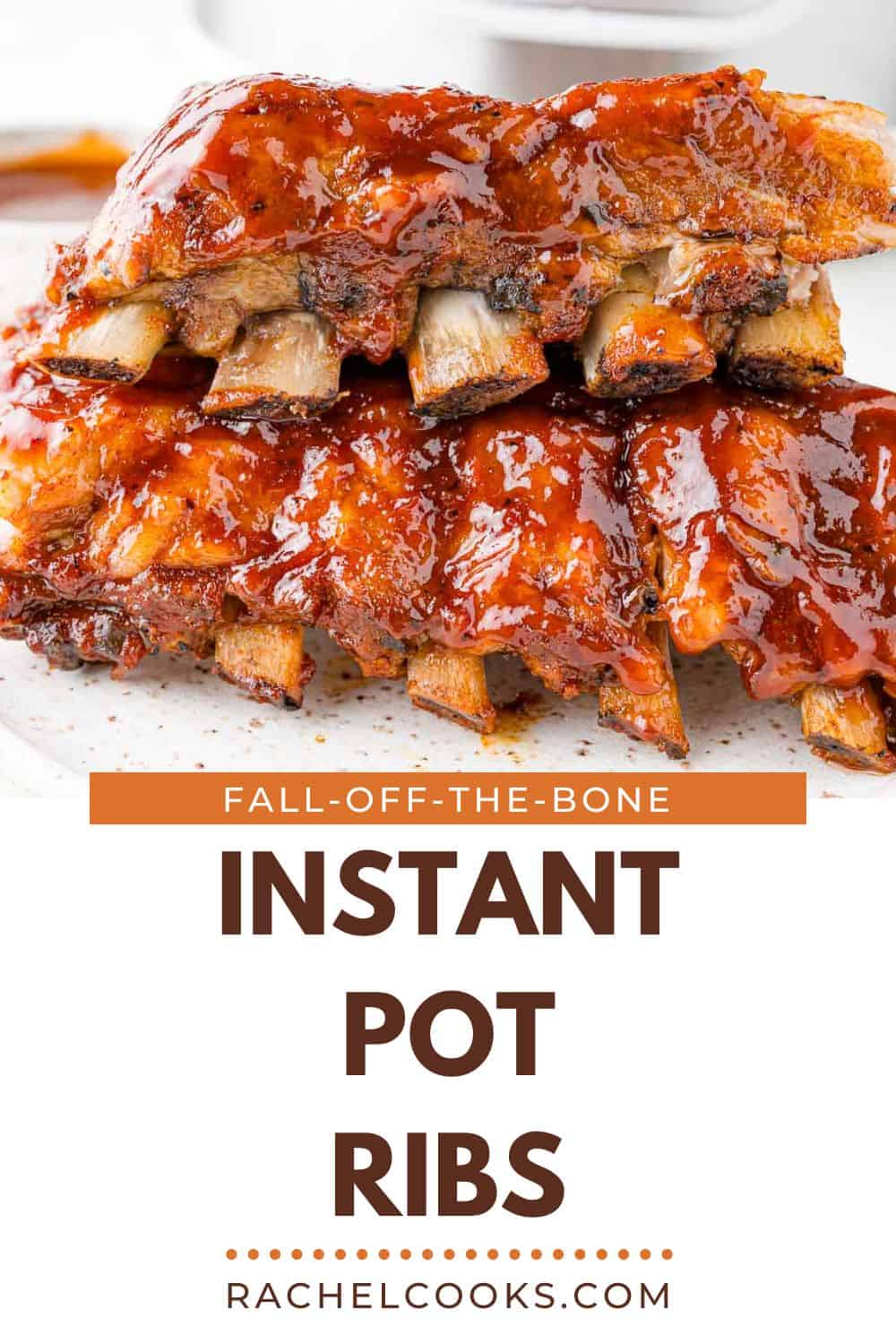 Instant Pot Ribs Pinterest graphic with text and photos.