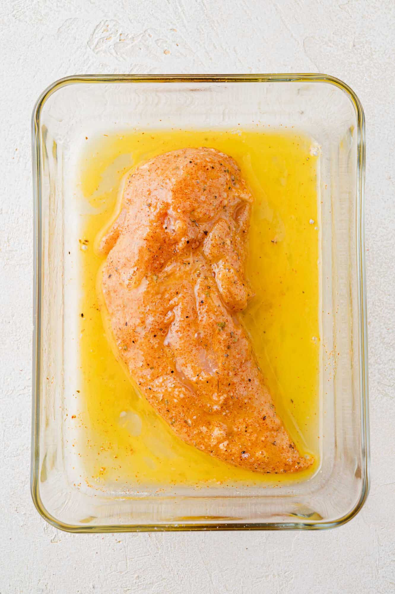 Chicken tender, coated in eggs.